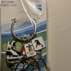 Vancouver 2010 Olympic Keychain with Blue and White Charms